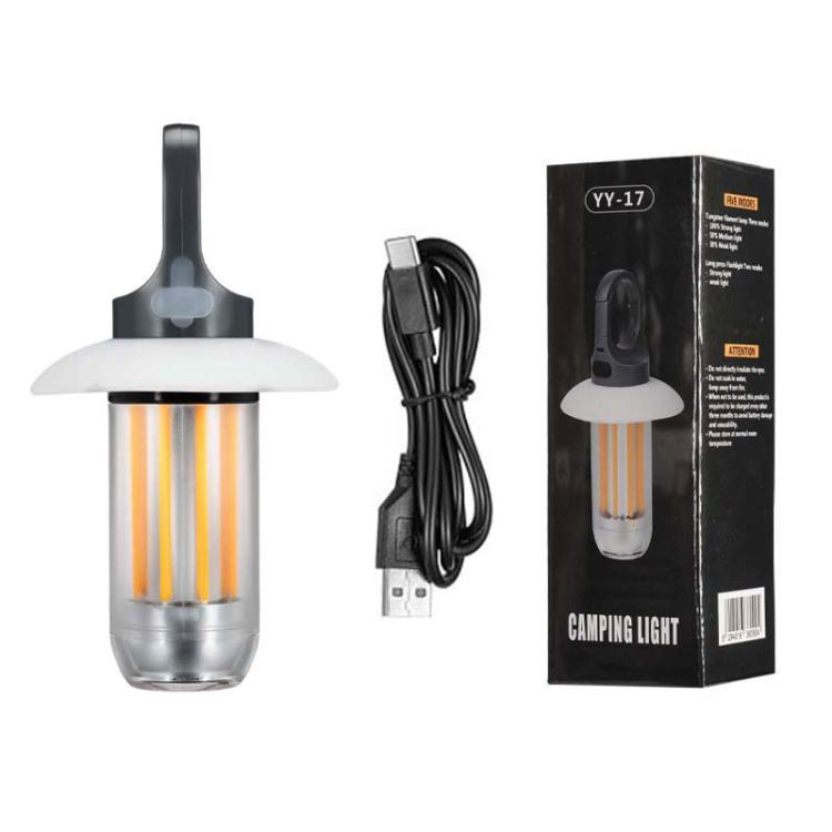 Wiederaufladbare Campinglaterne & Taschenlampe mit zwei Lichtquellen, warm/weißes tragbares Außenlicht, 8 Wolframfäden, 4 Wolframfäden