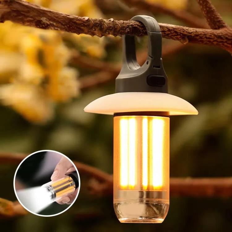 Wiederaufladbare Campinglaterne & Taschenlampe mit zwei Lichtquellen, warm/weißes tragbares Außenlicht, 8 Wolframfäden, 4 Wolframfäden