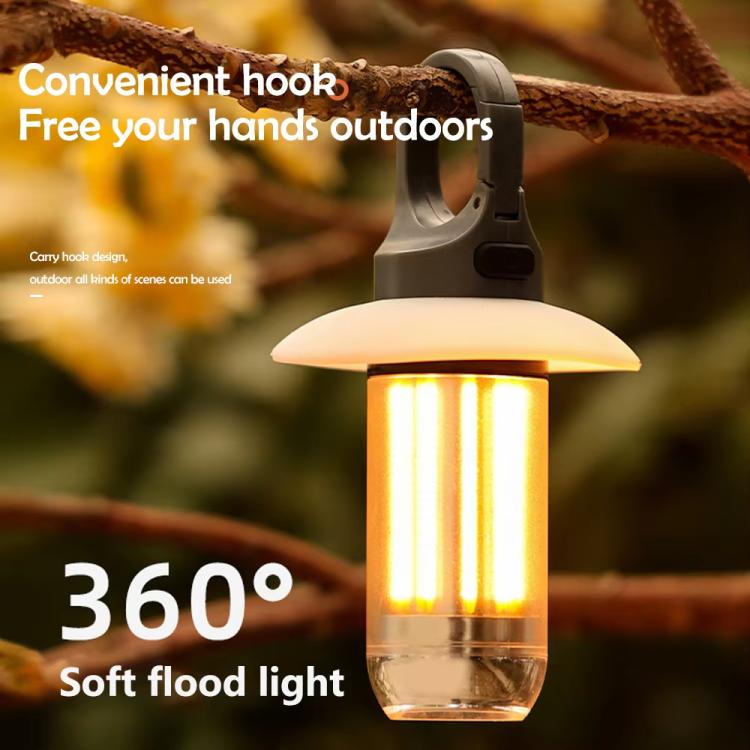 Wiederaufladbare Campinglaterne & Taschenlampe mit zwei Lichtquellen, warm/weißes tragbares Außenlicht, 8 Wolframfäden, 4 Wolframfäden
