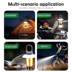 Wiederaufladbare Campinglaterne & Taschenlampe mit zwei Lichtquellen, warm/weißes tragbares Außenlicht, 8 Wolframfäden, 4 Wolframfäden
