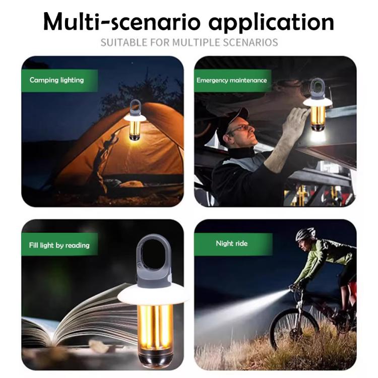 Wiederaufladbare Campinglaterne & Taschenlampe mit zwei Lichtquellen, warm/weißes tragbares Außenlicht, 8 Wolframfäden, 4 Wolframfäden