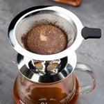 V60 Stainless Steel Coffee Filter with Base for Pour Over Brewing, 1-2 Cups 300-mesh, 1-3 Cups  300-mesh, 1-4 Cups 300-mesh, 1-4 Cups 600-mesh, 1-6 Cups 600-mesh, 1-8 Cups 300-mesh