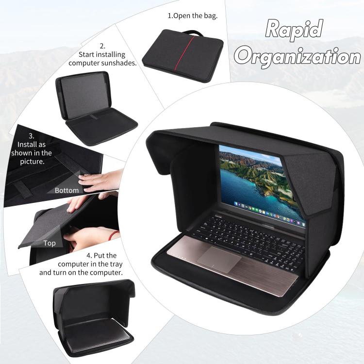 16-Zoll Laptop Tasche Sonnenschutz Faltbarer Blendfreier Sichtschutz Bildschirmabdeckung für den Außenbereich, 16 Zoll
