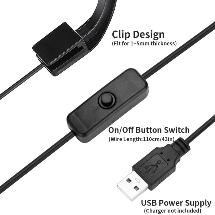 5W Blauweißes Aquarium-LED-Clip-Licht mit 12 LEDs, USB-betrieben, Mini-Aquarienleuchte für Wasserpflanzen, Wassergras & kleine Aquarien, 220V, 110V