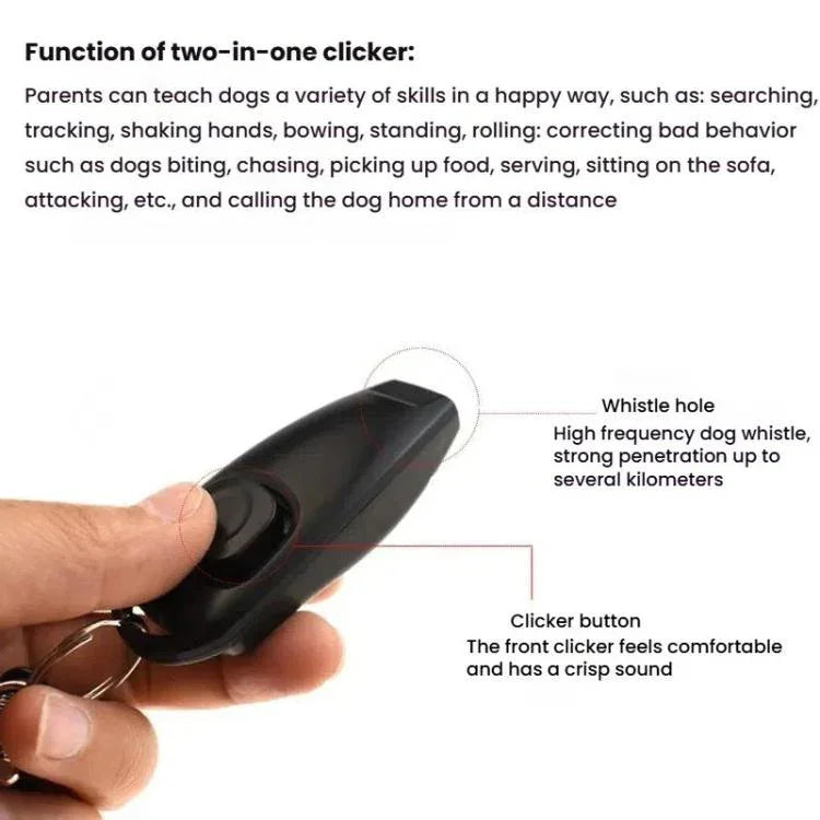 2-in-1-Hundetraining-Clicker mit langer Handschlaufe