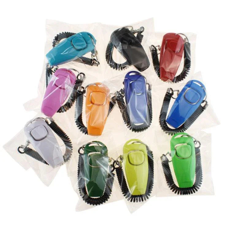 2-in-1-Hundetraining-Clicker mit langer Handschlaufe