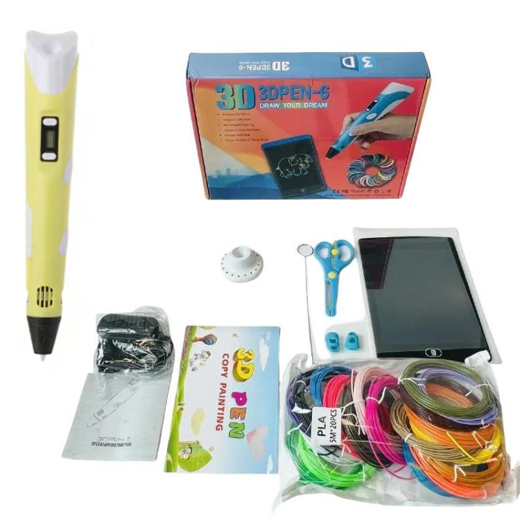 Handgehaltenes 3D-Druckstift-Set mit 20 Farben PLA-Filament, Zeichenblock, Sockel, Schere, Fingerschutz, Kunstbuch & Zubehör, US-Stecker, UK-Stecker, EU-Stecker