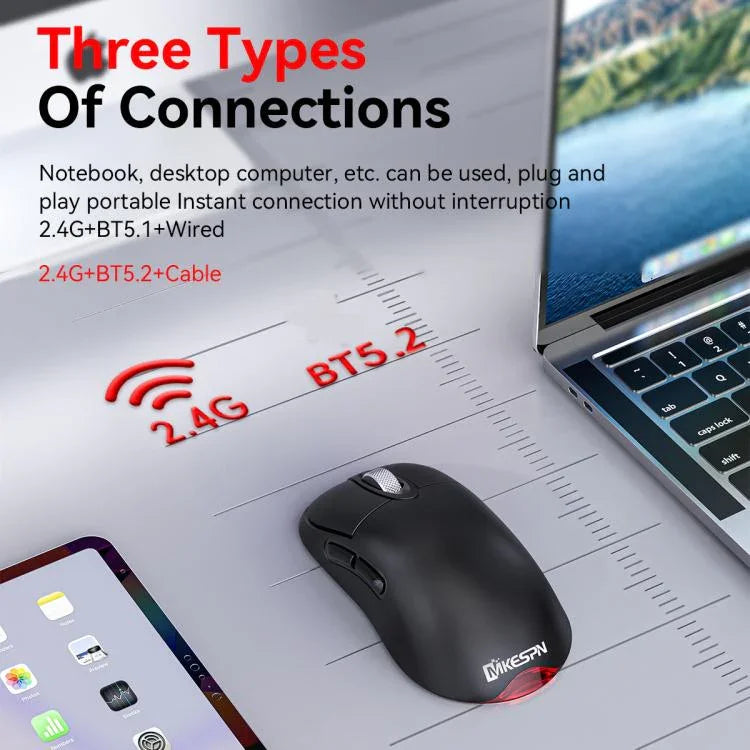 Kabellose Tri-Mode-Gaming-Maus, 24000 DPI, 6 RGB-Beleuchtungsmodi, wiederaufladbar, Makro-programmierbar, Schwarz, Weiß, Rosa, kabelloses Laden Schwarz, kabelloses Laden Weiß, kabelloses Laden Rosa