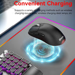 Kabellose Tri-Mode-Gaming-Maus, 24000 DPI, 6 RGB-Beleuchtungsmodi, wiederaufladbar, Makro-programmierbar, Schwarz, Weiß, Rosa, kabelloses Laden Schwarz, kabelloses Laden Weiß, kabelloses Laden Rosa