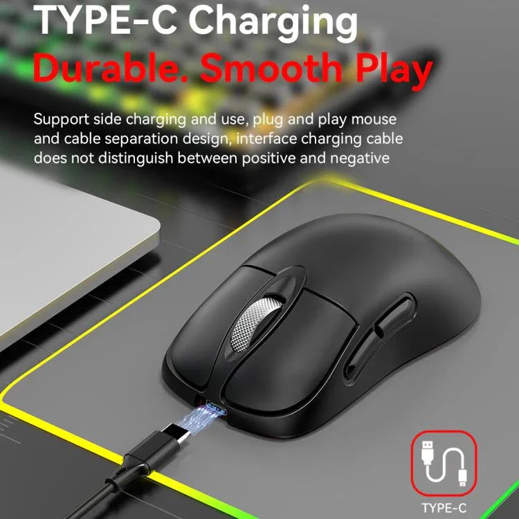 Kabellose Tri-Mode-Gaming-Maus, 24000 DPI, 6 RGB-Beleuchtungsmodi, wiederaufladbar, Makro-programmierbar, Schwarz, Weiß, Rosa, kabelloses Laden Schwarz, kabelloses Laden Weiß, kabelloses Laden Rosa