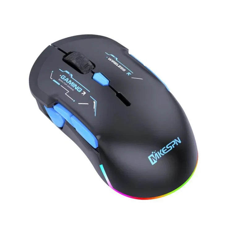 MKESPN W12 Tri-Mode 5-Kanal Gaming Maus 10 Tasten 10000 DPI Beidhändiges Design RGB Makro-Maus, W12 Blau, W12 Rot