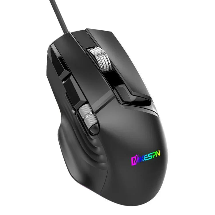 MKESPN X13 RGB kabelgebundene Gaming-Maus, volle Geschwindigkeit, 12400 DPI, 10 Tasten, Doppel-Scrollrad, Swing-Makro programmierbare Maus, X13