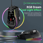 MKESPN X13 RGB kabelgebundene Gaming-Maus, volle Geschwindigkeit, 12400 DPI, 10 Tasten, Doppel-Scrollrad, Swing-Makro programmierbare Maus, X13