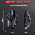 MKESPN W605 Triple-Mode 24000 DPI 12-Tasten kabellose Gaming-Maus Makro-Anpassung, W605