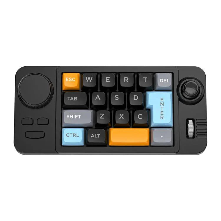 MKESPN 19-Tasten USB-C kabelgebundene Gaming-Tastatur, Makro-programmierbares Hot-Swap-Design mit Steuerungsdrehknopf & Joystick-Scrollrad, K811 Schwarz