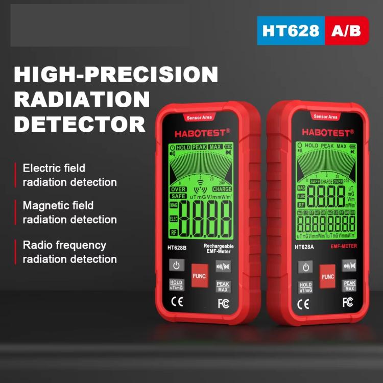 HABOTEST HT628B Multi-Feld EMF-Messgerät Wiederaufladbarer elektromagnetischer Strahlungstester, HT628B