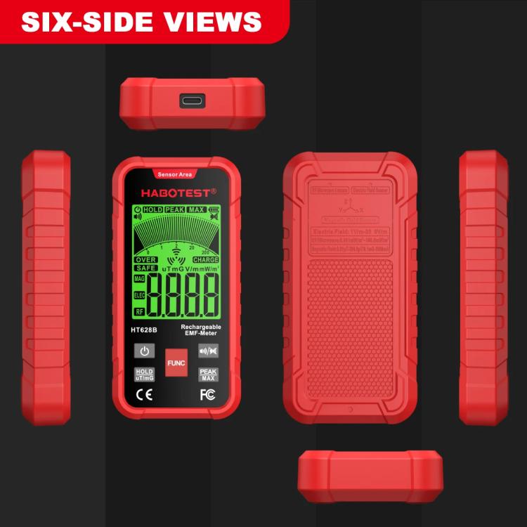 HABOTEST HT628B Multi-Feld EMF-Messgerät Wiederaufladbarer elektromagnetischer Strahlungstester, HT628B
