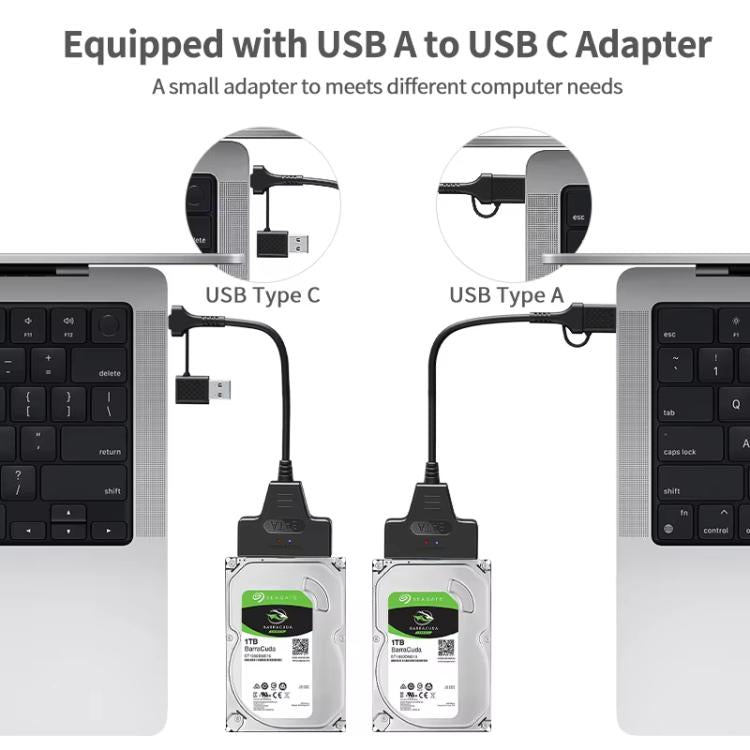 USB 3.0/USB-C zu SATA 22-Pin Adapterkabel für 2,5-Zoll Laptop HDD/SSD, 25cm