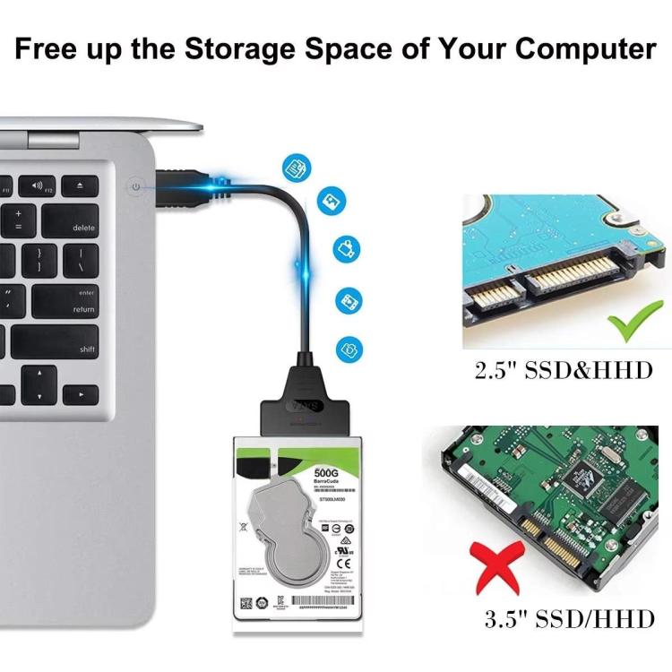 USB 3.0/USB-C zu SATA 22-Pin Adapterkabel für 2,5-Zoll Laptop HDD/SSD, 25cm