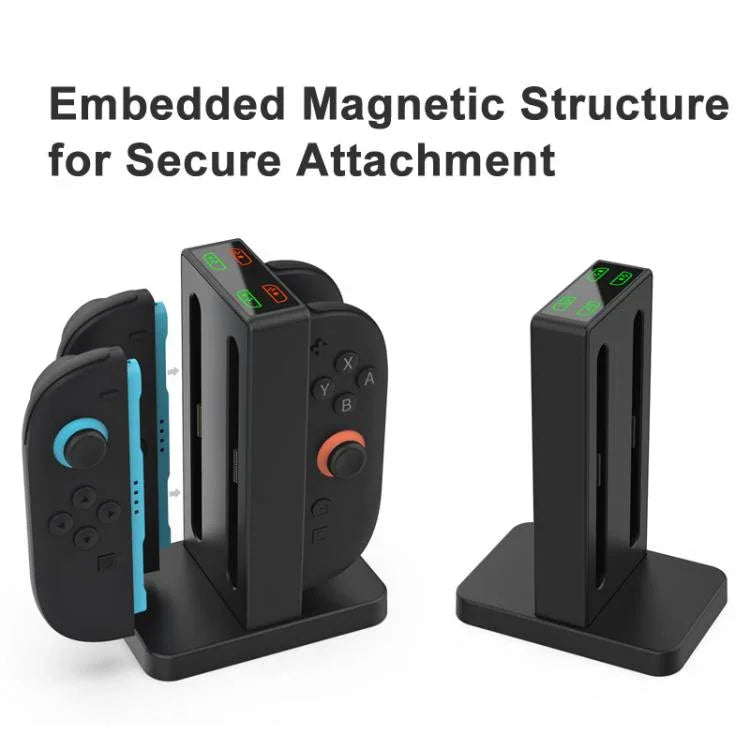 DOBE 4-in-1 Magnetische Ladestation für Nintendo Switch 2 Controller mit LED-Anzeigen und Modulaufbewahrung, TNS-3192B