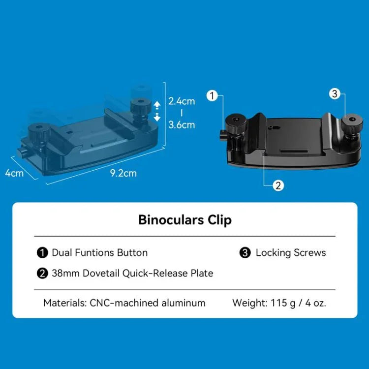 APEXEL BinoClamp Pro Schnellwechsel-Fernglashalterung 360-Grad-drehbarer Aluminium-Fernglashalter, APL-F007