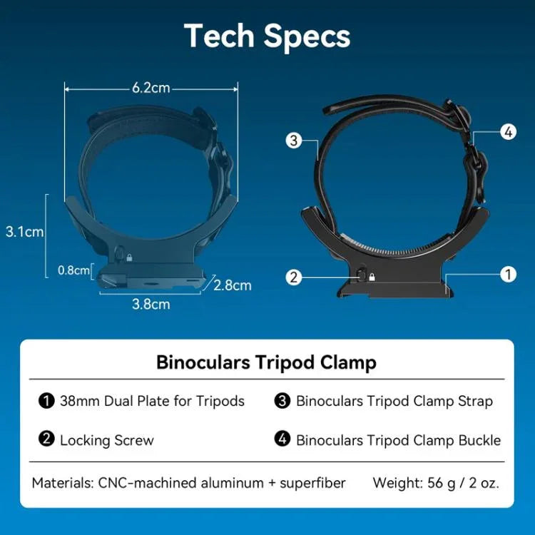 APEXEL BinoClamp Pro Schnellwechsel-Fernglashalterung 360-Grad-drehbarer Aluminium-Fernglashalter, APL-F007