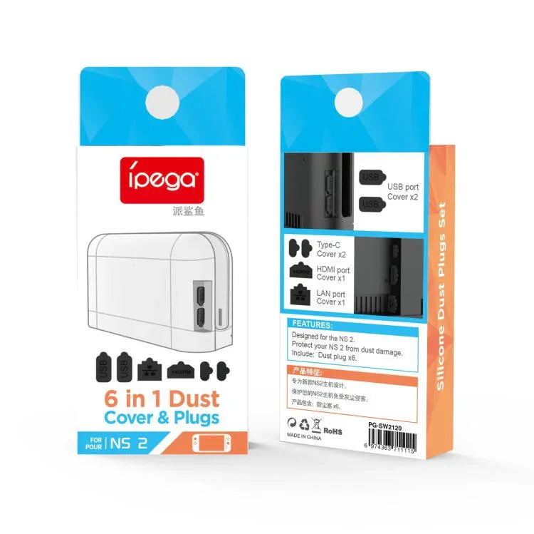 Für Nintendo Switch 2 IPega 6-in-1 Präzisions-Staubschutzkappen-Set Multi-Port-Schutzkit