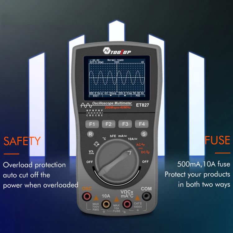 Oszilloskop Multimeter 200Msps Abtastrate 40MHz Oszilloskop + Multimeter 2 in 1, ET827