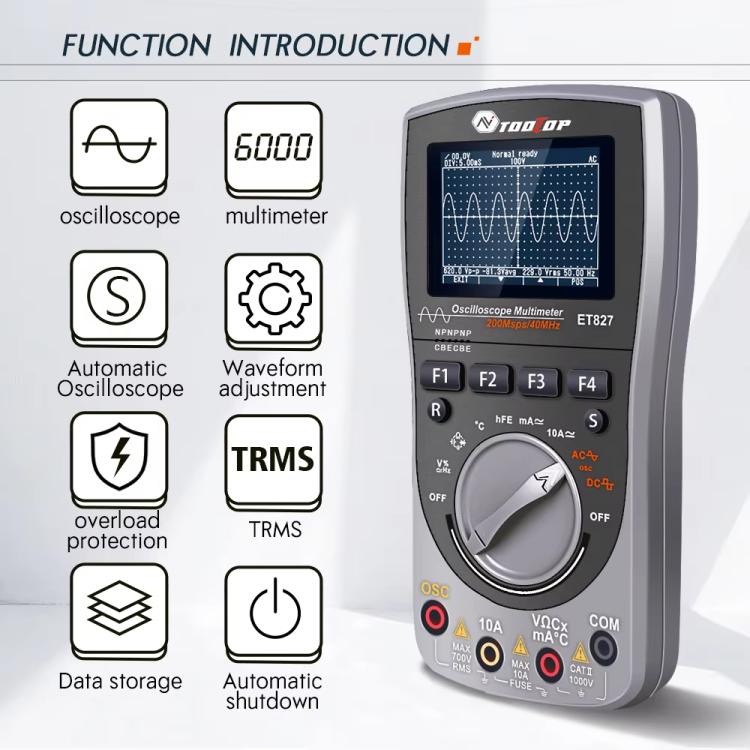 Oszilloskop Multimeter 200Msps Abtastrate 40MHz Oszilloskop + Multimeter 2 in 1, ET827