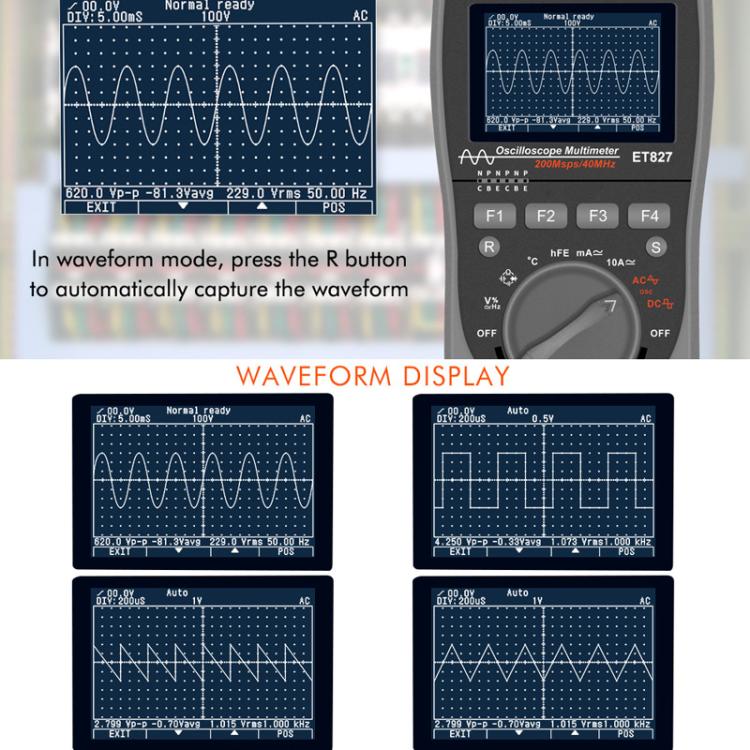 Oszilloskop Multimeter 200Msps Abtastrate 40MHz Oszilloskop + Multimeter 2 in 1, ET827