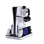 JYS Ladestation mit Display für PS5/PS5 Slim/PS Portal Dual-Controller-Dock mit Kühlgebläse und Kopfhörerhaken