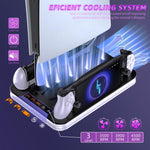 JYS Ladestation mit Display für PS5/PS5 Slim/PS Portal Dual-Controller-Dock mit Kühlgebläse und Kopfhörerhaken