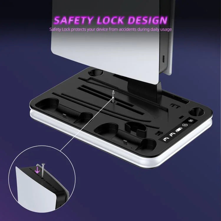 JYS Ladestation mit Display für PS5/PS5 Slim/PS Portal Dual-Controller-Dock mit Kühlgebläse und Kopfhörerhaken