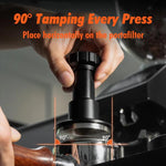 Verstellbarer Impact-Kaffeestampfer mit Gewindebasis Federbelastetes Espresso-Stempelwerkzeug, 51 mm, 53 mm