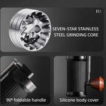 Seven Stars Manuelle Kaffeemühle CNC Edelstahl Kegelmahlwerk Faltbare Handkurbel Mühle für Kaffeebohnen