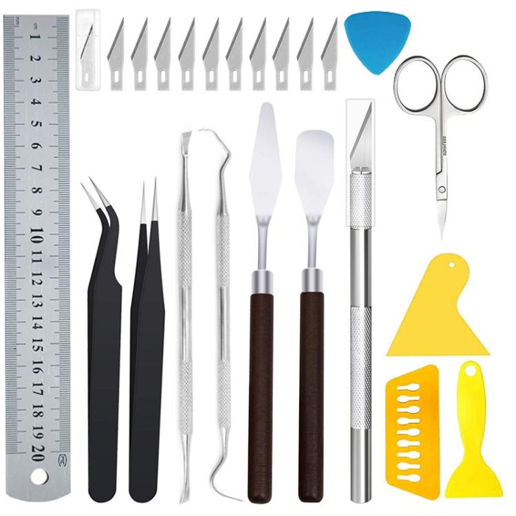 Bastel-Vinyl-Aufkleber Wanddekal DIY Präge- und Gravur-Entgitterwerkzeug-Set, 23-teilig
