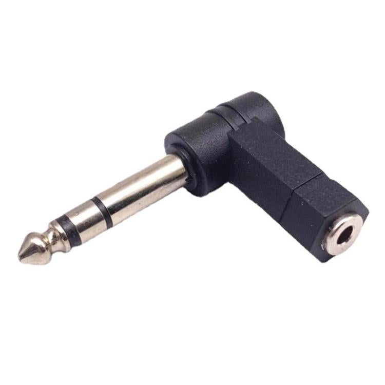 6,35mm zu 3,5mm Stecker 90-Grad Kopfhörer-Mikrofon Audioadapter, 6,35mm zu 3,5mm