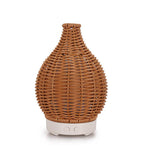 100ML Hohle Rattan Ultraschall-Luftbefeuchter & Aromatherapie-Diffusor mit 7-Farben LED-Lichtern, 5V USB, 24V EU-Stecker