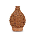 100ML Hohle Rattan Ultraschall-Luftbefeuchter & Aromatherapie-Diffusor mit 7-Farben LED-Lichtern, 5V USB, 24V EU-Stecker