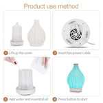 100ML Hohle Rattan Ultraschall-Luftbefeuchter & Aromatherapie-Diffusor mit 7-Farben LED-Lichtern, 5V USB, 24V EU-Stecker