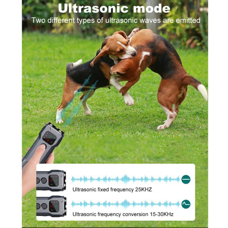 P9 Ultraschall-Hundeabwehrgerät mit zwei Köpfen, wiederaufladbar, mit Farbbildschirm und LED-Rücklicht, P9