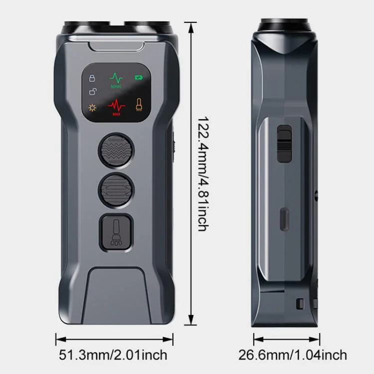 P9 Ultraschall-Hundeabwehrgerät mit zwei Köpfen, wiederaufladbar, mit Farbbildschirm und LED-Rücklicht, P9
