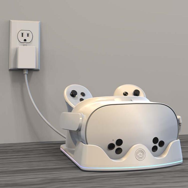 Für Meta Quest 3S / 3 / 2 iplay HBV-641 Controller-Aufbewahrungsständer VR-Headset-Ladestation mit LED-Licht