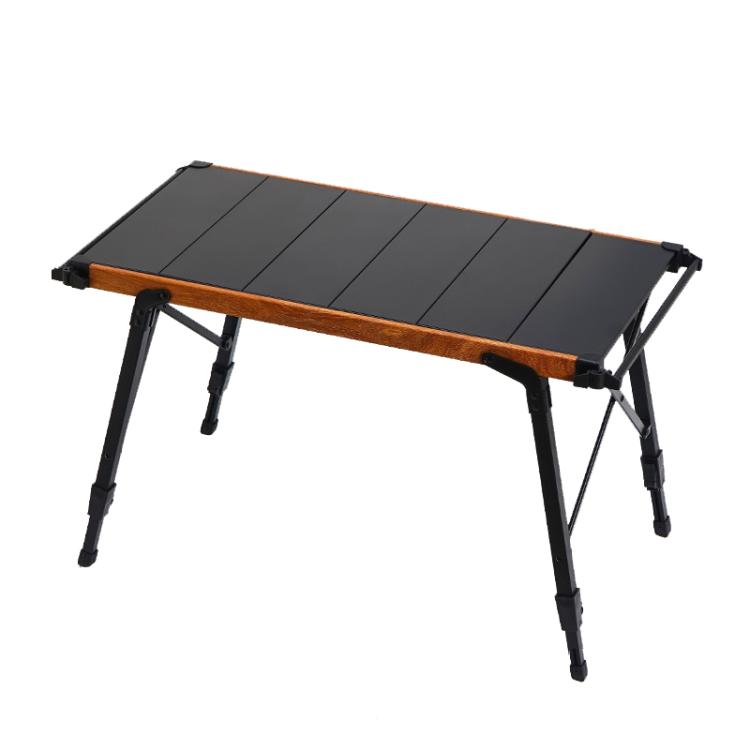 CLS Outdoor Aluminium Eierrolltisch Klappbarer Campingtisch, 8245 6 Platten, 9545 Zusammengeklappt 7 Platten, 8744 Schwarz, 8744 Holzmaserung, 8744 Schwarz+4 PU-Haken, 8744 Holzmaserung+4 PU-Haken