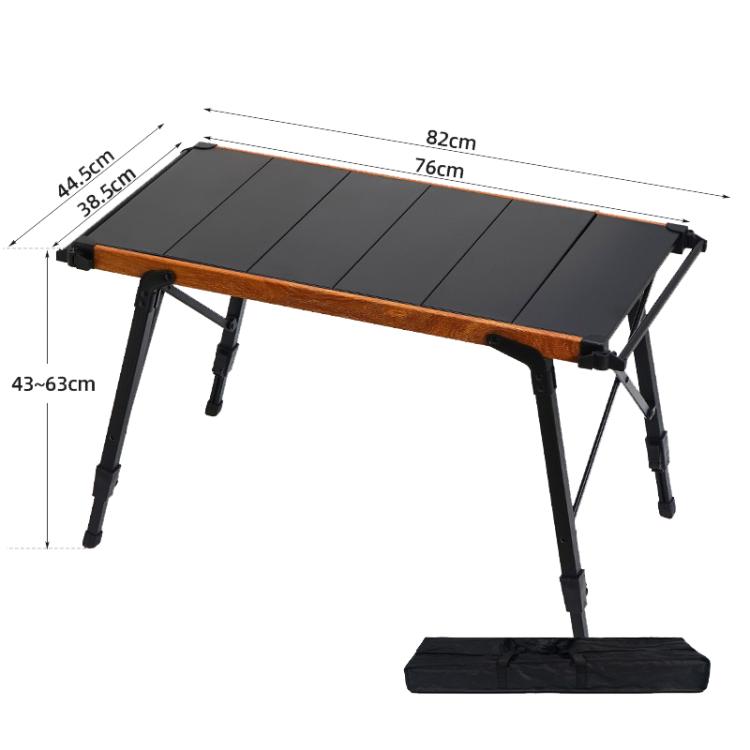 CLS Outdoor Aluminium Eierrolltisch Klappbarer Campingtisch, 8245 6 Platten, 9545 Zusammengeklappt 7 Platten, 8744 Schwarz, 8744 Holzmaserung, 8744 Schwarz+4 PU-Haken, 8744 Holzmaserung+4 PU-Haken