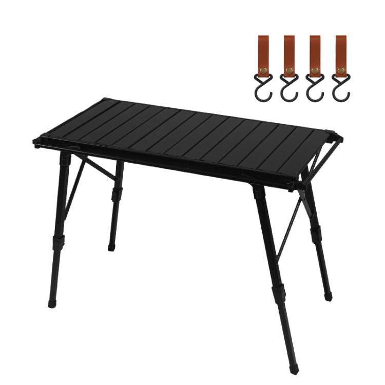 CLS Outdoor Aluminium Eierrolltisch Klappbarer Campingtisch, 8245 6 Platten, 9545 Zusammengeklappt 7 Platten, 8744 Schwarz, 8744 Holzmaserung, 8744 Schwarz+4 PU-Haken, 8744 Holzmaserung+4 PU-Haken