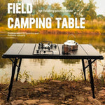 CLS Outdoor Aluminium Eierrolltisch Klappbarer Campingtisch, 8245 6 Platten, 9545 Zusammengeklappt 7 Platten, 8744 Schwarz, 8744 Holzmaserung, 8744 Schwarz+4 PU-Haken, 8744 Holzmaserung+4 PU-Haken