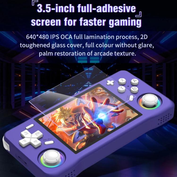 XF35H 3,5-Zoll-Retro-Handheld-Spielkonsole mit Linux-System und RGB-Licht, Taschen-Videospiel-Player, 64G, 128G