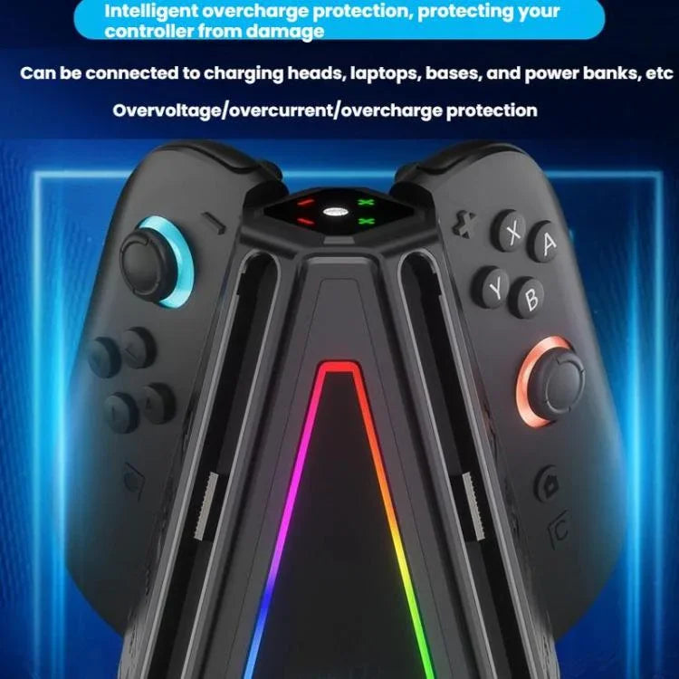 Für Nintendo Switch 2 Joy-Con Controller 4-in-1 dreieckige Ladestation mit RGB-Beleuchtung, S219