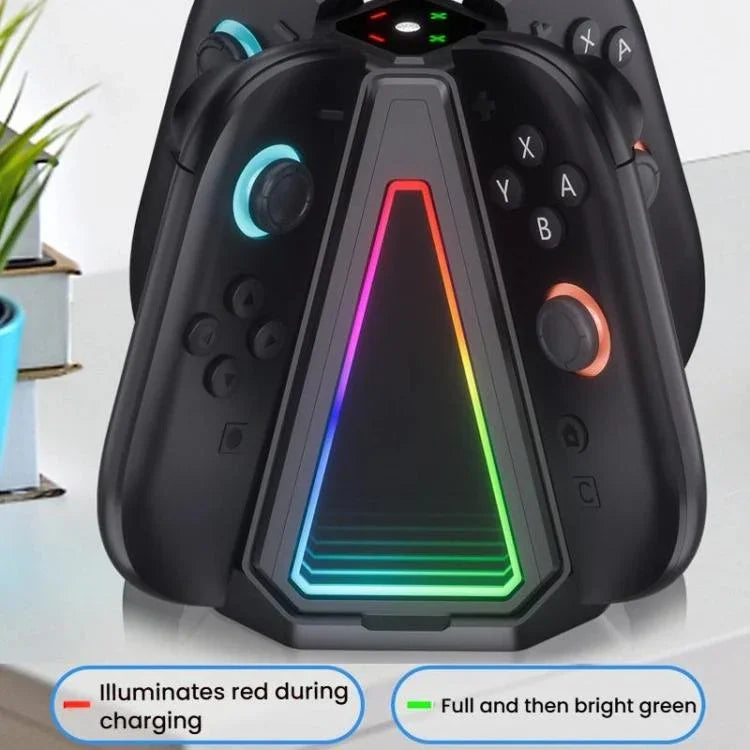 Für Nintendo Switch 2 Joy-Con Controller 4-in-1 dreieckige Ladestation mit RGB-Beleuchtung, S219